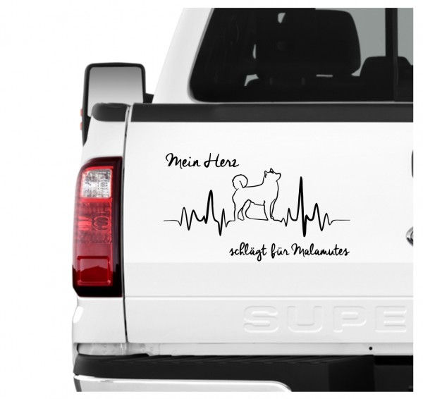 Alaskan Malamute Mally Mal Dog Hundeaufkleber Herz AUTOAUFKLEBER Hunde HEARTBEAT EKG by SIVIWONDER