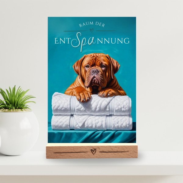 Hundeschild Deko Badezimmer Wellness Bordeauxdogge Schild Spruch