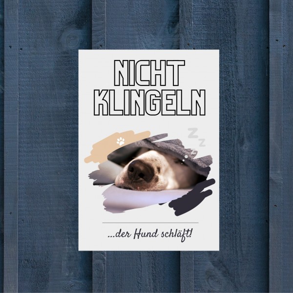 Hund nicht klingeln schlafen Schild Dog Hund Magazin Spruch Türschild Hundeschild Wall Art Gefährte