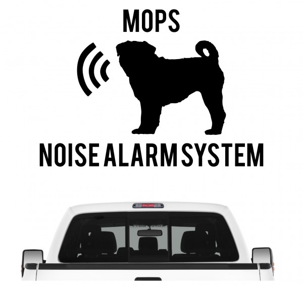 Mops Noise Alarmsystem Auto Aufkleber Hund Folie Wandtattoo Tattoo Sticker Pug Carlino Chinese Dutch Bulldog Mini Mastiff Carlin Doguillo