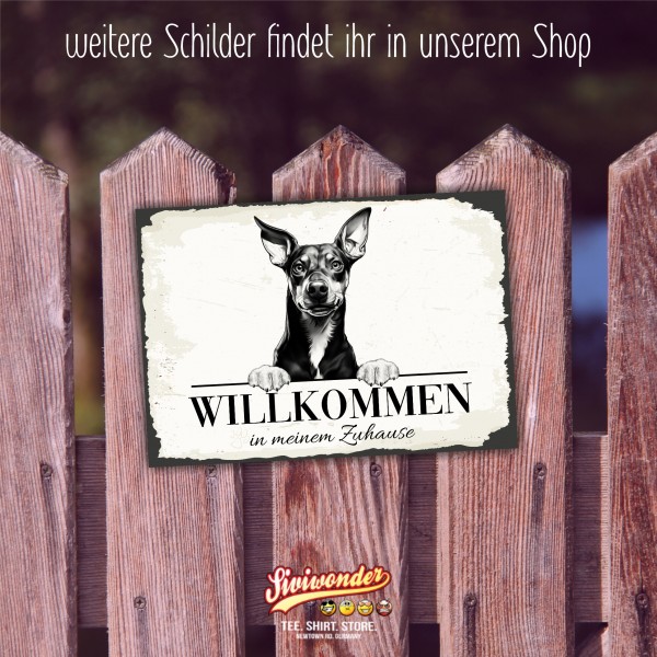 Hundeschild Willkommen Zuhause Manchester Terrier Schild Achtung Spruch
