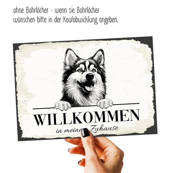 Hundeschild Willkommen Zuhause Pomsky Pom Husky Schild Achtung Spruch
