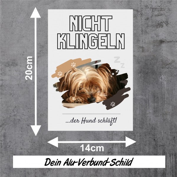 Yorkshire Terrier Yorkie Hund nicht klingeln schlafen Schild Dog Hund Spruch Türschild Hundeschild Wall Art Gefährte