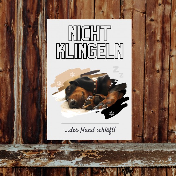 Dackel nicht klingeln schlafen Schild Dog Hund Magazin Spruch Türschild Hundeschild