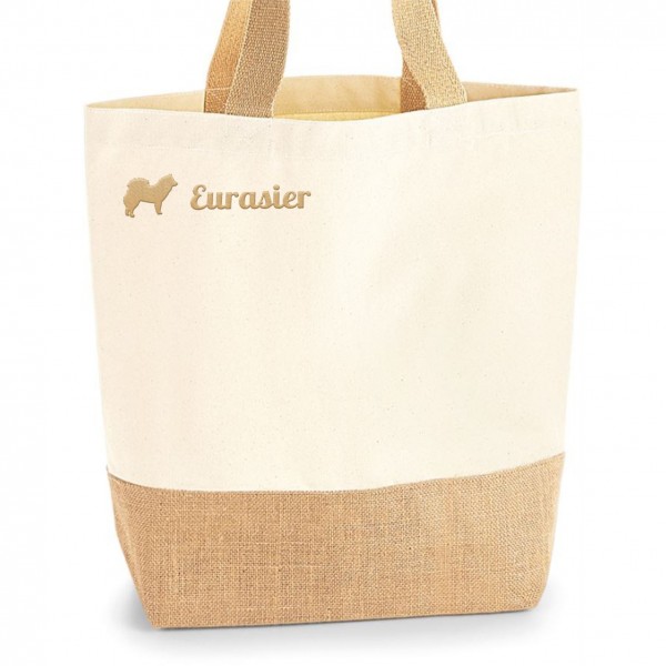 Eurasier Jute Shopper Einkaufstasche Hundemotiv Stickerei