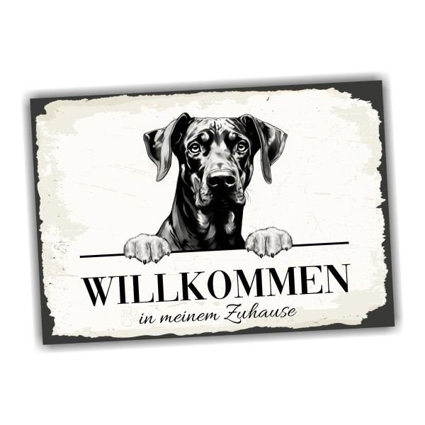 Hundeschild Willkommen Zuhause Dobermann Dobi Schild Achtung Spruch