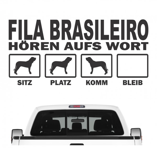 Fila Brasileiro Molosser Brasilien Brasilianischer Mastiff Hört aufs Wort Hunde Aufkleber Sticker Autoaufkleber Wandtattoo Tattoo