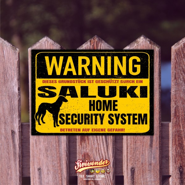 Schild Saluki Tazi Windhund Warning Security System Türschild Hundeschild Warnschild Hund