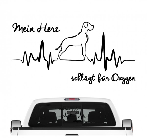 Dogge deutsche Great Dane Grand Danois Dog Hundeaufkleber Herz AUTOAUFKLEBER Hunde HEARTBEAT EKG by SIVIWONDER