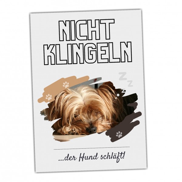 Yorkshire Terrier Yorkie Hund nicht klingeln schlafen Schild Dog Hund Spruch Türschild Hundeschild Wall Art Gefährte