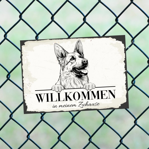 Hundeschild Willkommen Zuhause Deutscher Schäferhund Schild Achtung Spruch