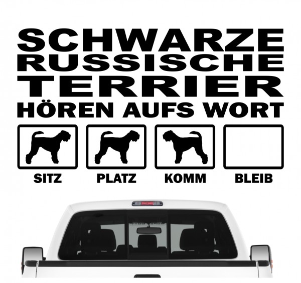 Schwarzer Russischer Terrier Hört aufs Wort Hunde Aufkleber Sticker Autoaufkleber Wandtattoo Tattoo