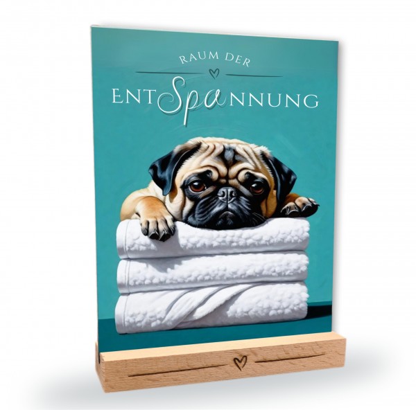 Hundeschild Deko Badezimmer Wellness Mops Pug Schild Spruch
