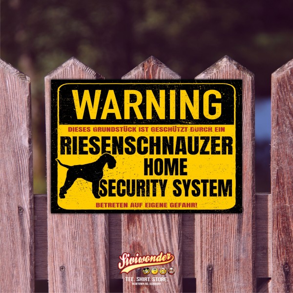 Schild Riesenschnauzer Schnauzer Warning Security System Türschild Hundeschild Warnschild Hund