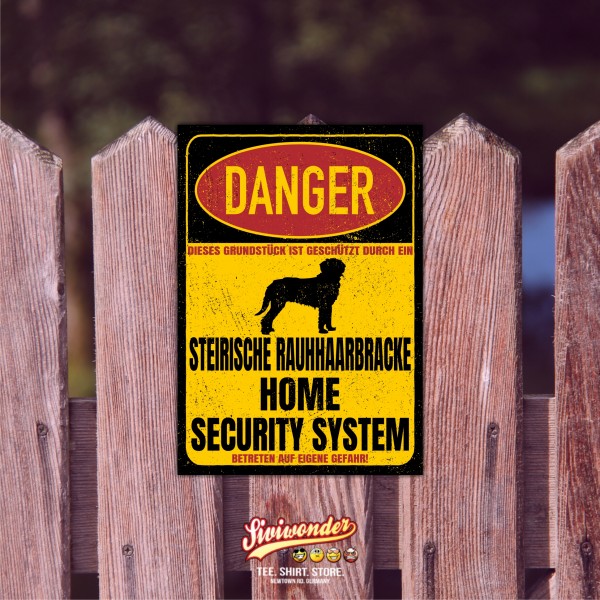 Steirische Rauhhaarbracke Türschild Danger Security System Warnschild Hund Schilder Hundeschild