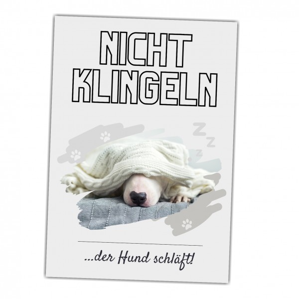 Bullterrier Bully Bull Terrier Gladiator Hund nicht klingeln schlafen Schild Dog Hund Spruch Türschild Hundeschild Wall Art Gefährte