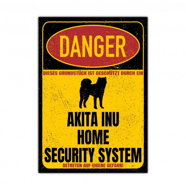 Akita Inu Japan Small Japanese Dog Türschild Danger Security System Warnschild Hund Schilder Hundeschild happy Design by Siviwonder