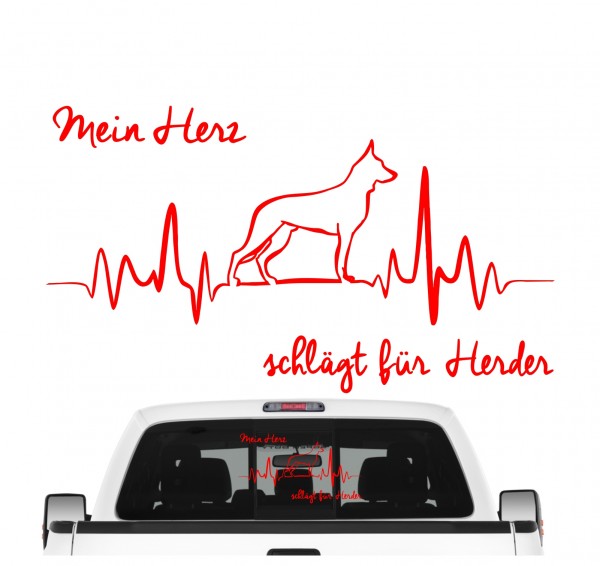 Hollandse Herder Herdershond Holländischer Schäferhund Dog Hundeaufkleber Herz AUTOAUFKLEBER Hunde HEARTBEAT EKG by SIVIWONDER