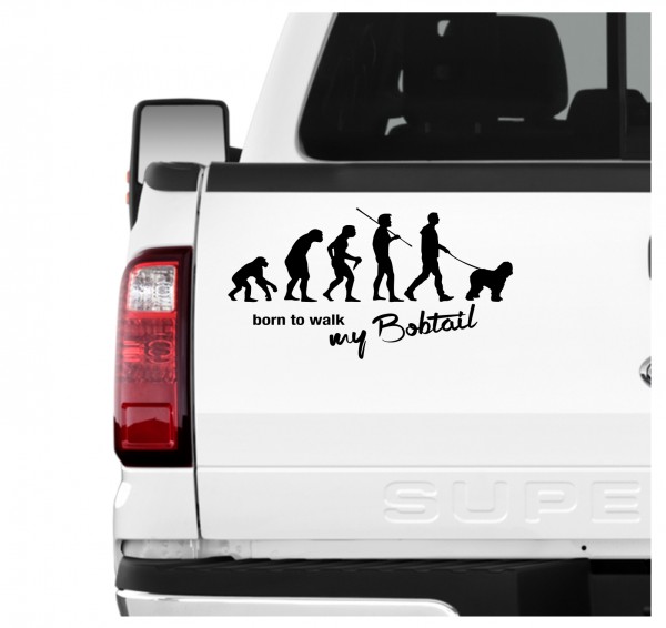 Bobtail Old English Sheepdog Stummelschwanz Evolution Born to Walk Hunde Aufkleber Sticker Autoaufkleber Wandtattoo Tattoo