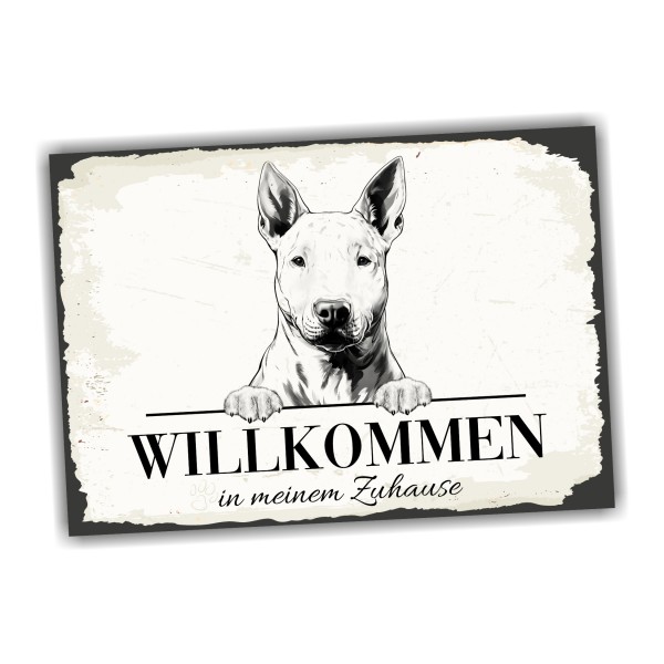 Hundeschild Willkommen Zuhause Bullterrier Bully Schild Achtung Spruch