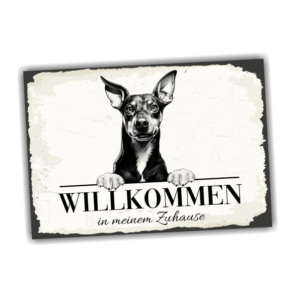 Hundeschild Willkommen Zuhause Manchester Terrier Schild Achtung Spruch