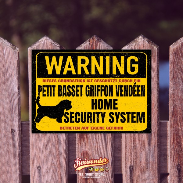 Schild Petit Basset Griffon Vendeen Warning Security System Türschild Hundeschild Warnschild Hund