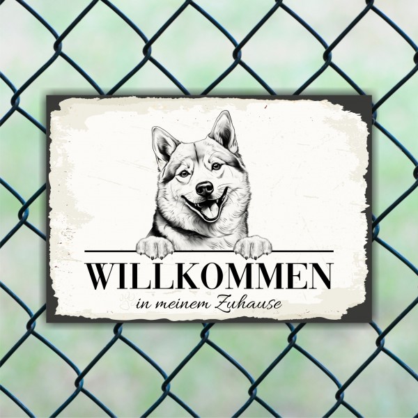 Hundeschild Willkommen Zuhause Shiba Inu Japan Schild Achtung Spruch Türschild
