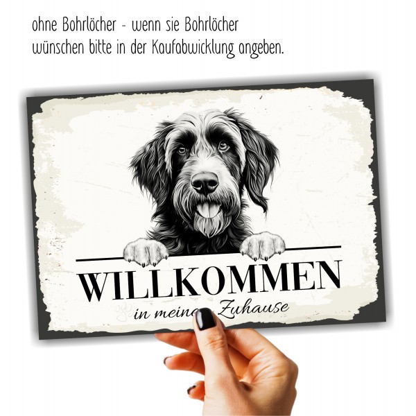 Hundeschild Willkommen Zuhause Deutsch Drahthaar Schild Achtung Spruch