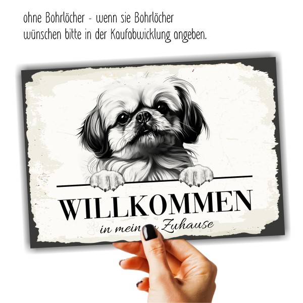 Hundeschild Willkommen Zuhause Pekinese Pekingese Schild Achtung Spruch