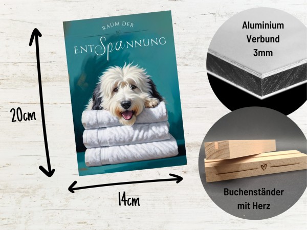 Hundeschild Deko Badezimmer Wellness Bobtail Schild Spruch