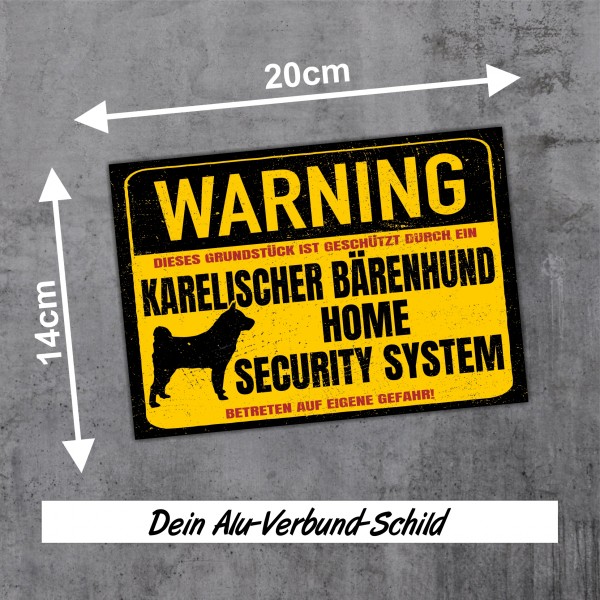 Karelischer Bärenhund Schild Warning Security System Türschild Hundeschild Warnschild Hund