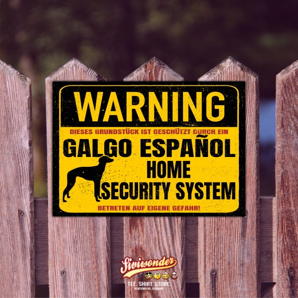 Galgo Espanol Schild Warning Security System Türschild Hundeschild Warnschild Schild Hund