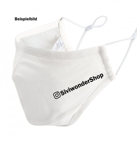 Deine Insta Name Maske Mundschutz Behelfsmaske Face Cover weiß white