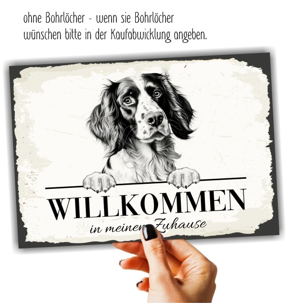 Hundeschild Willkommen Zuhause Springer Spaniel Schild Achtung Spruch