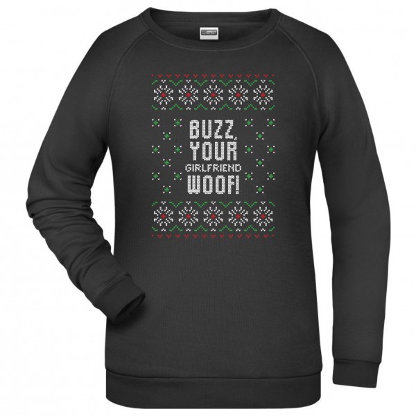 Buzz Your Girlfriend Damen Sweater Pullover Weihnachten Xmas Weihnachtsmann Santa
