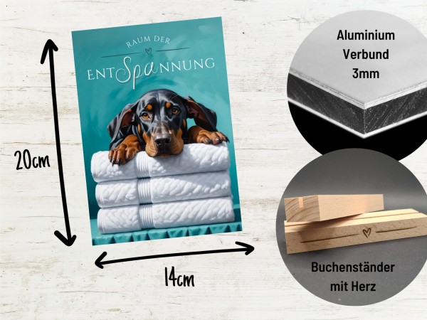Hundeschild Deko Badezimmer Wellness Dobermann Dobi Schild Spruch