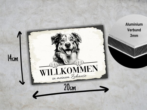 Hundeschild Willkommen Zuhause Aussie Terrier Schild Achtung Zaun Frau Spruch Türschild Hundeschild Warnschild Design by Siviwonder