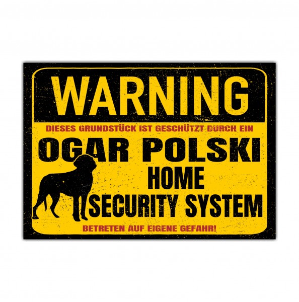 Schild Ogar Polski Polnische Bracke Warning Security System Türschild Hundeschild Warnschild Hund