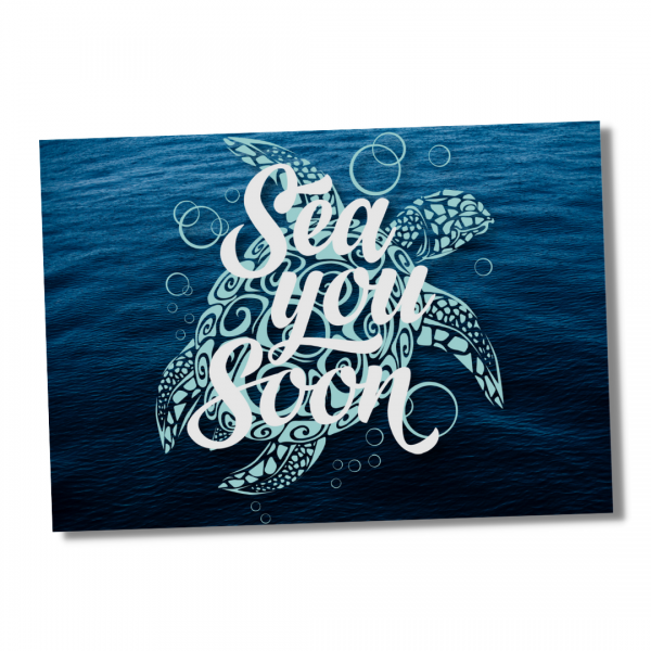Sea you soon Turtle Nautic Schild Spruch Türschild Warnschild Metallschild Ocean Sea