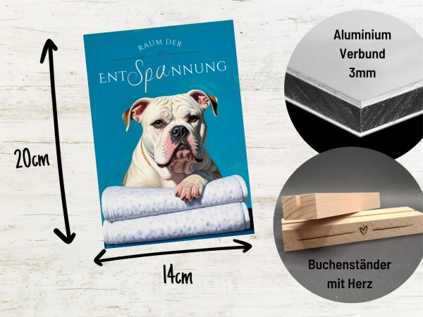 Hundeschild Deko Badezimmer Wellness Bulldog Schild Spruch
