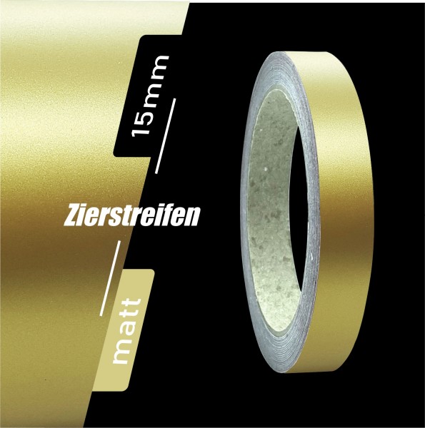 Zierstreifen Matt gold metallic 15mm in in 10 m Länge für Auto Boot Klebeband Dekorstreifen Tuningstreifen Autofolie Siviwonder