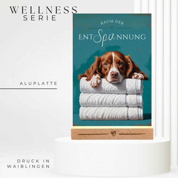 Hundeschild Deko Badezimmer Wellness Epagneul Breton Schild Spruch