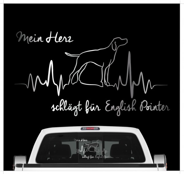 English Pointer Vorstehhund Jagdhund Dog Hundeaufkleber Herz AUTOAUFKLEBER Hunde HEARTBEAT EKG by SIVIWONDER