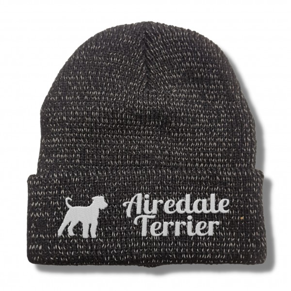 Airedale Terrier reflektierende Mütze Stickerei Hund Winter Strickmütze reflex Beanie warm