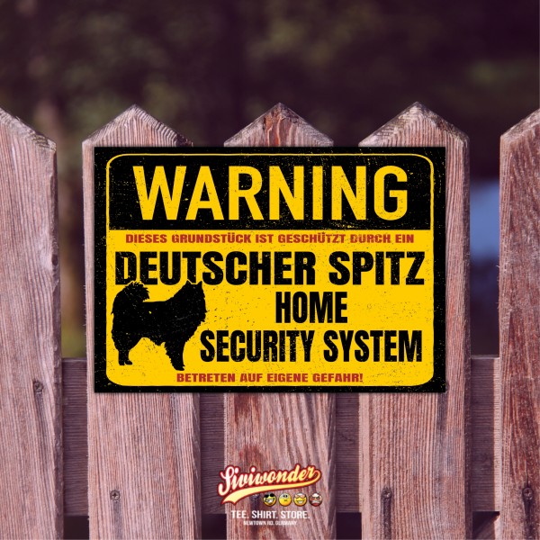 Deutscher Spitz Spitze Dog Schild Warning Security System Türschild Hundeschild Warnschild