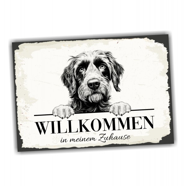 Hundeschild Willkommen Zuhause Pudelpointer Vorstehhund Schild Achtung Spruch