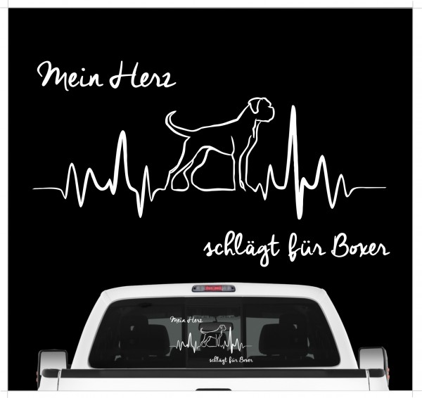 Boxer deutscher german Dog Hundeaufkleber Herz AUTOAUFKLEBER Hunde HEARTBEAT EKG by SIVIWONDER