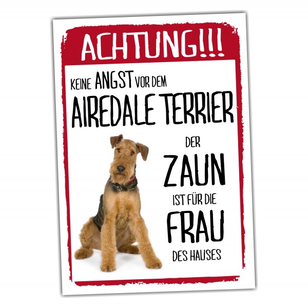 Airedale Terrier Dog Türschild Warnschild Hund Schilder Hundeschild happy Design by Siviwonder