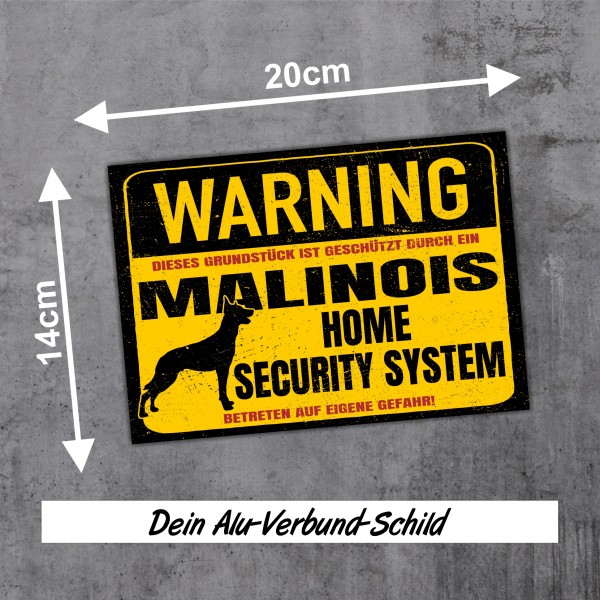 Malinois Belgian Mali Schild Warning Security System Türschild Hundeschild Warnschild Hund Achtung