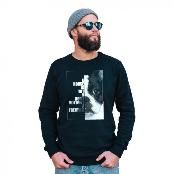 Französische Bulldogge Sweatshirt Pullover Face Hundemotiv Frenchie French Bulldog